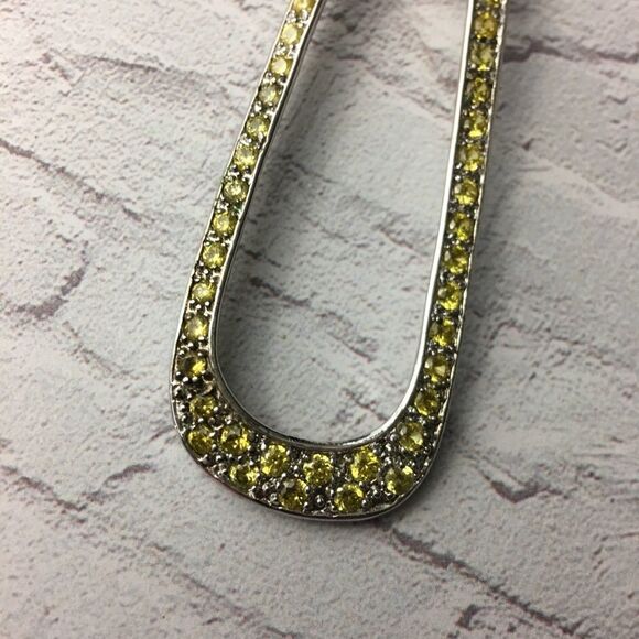 Canary yellow large CZ pendant on popcorn chain - Picture 4 of 11